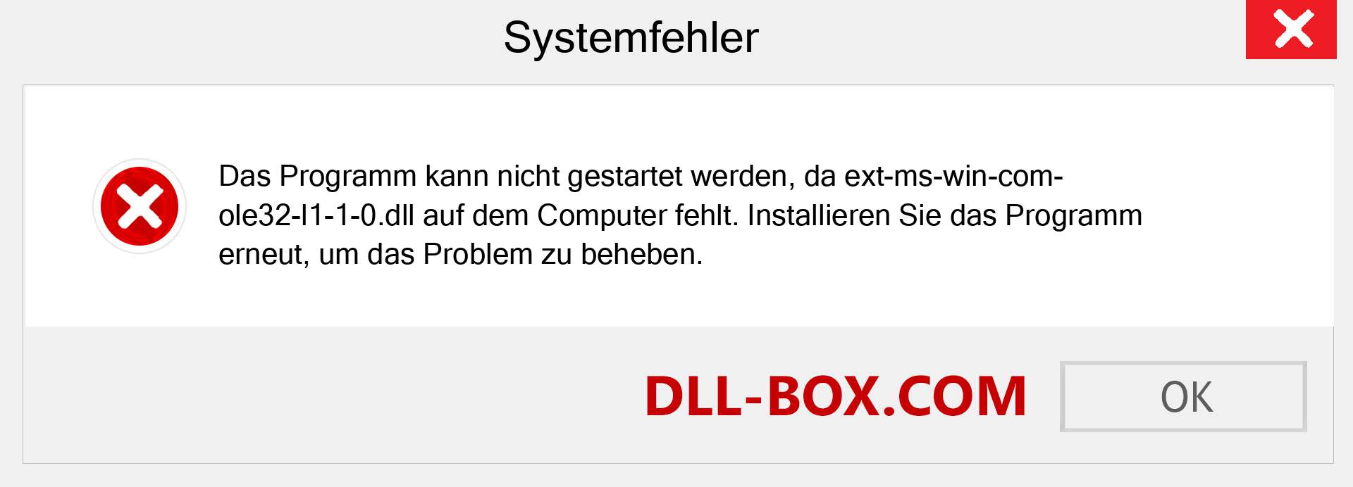 ext-ms-win-com-ole32-l1-1-0.dll-Datei fehlt?. Download für Windows 7, 8, 10 - Fix ext-ms-win-com-ole32-l1-1-0 dll Missing Error unter Windows, Fotos, Bildern