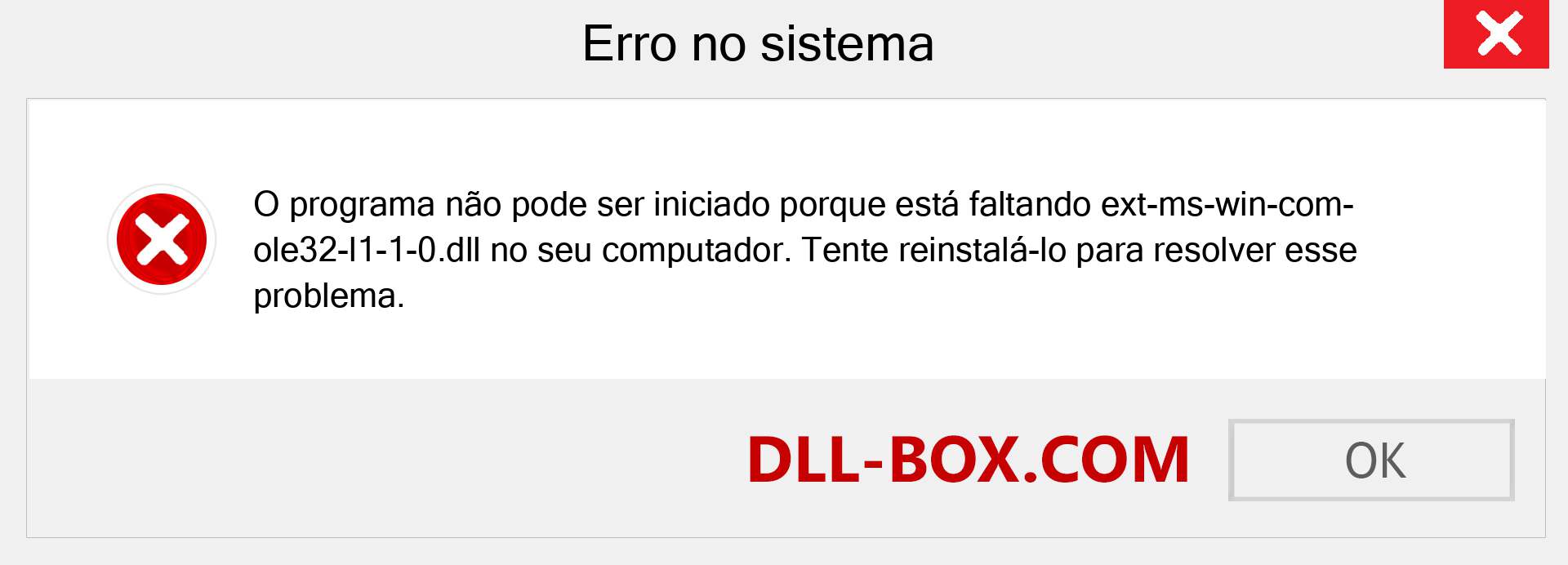 Arquivo ext-ms-win-com-ole32-l1-1-0.dll ausente ?. Download para Windows 7, 8, 10 - Correção de erro ausente ext-ms-win-com-ole32-l1-1-0 dll no Windows, fotos, imagens