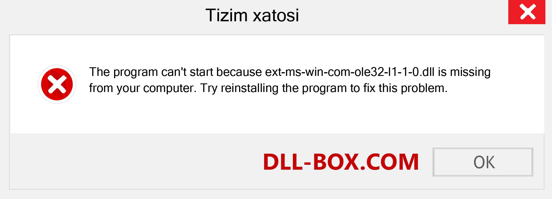 ext-ms-win-com-ole32-l1-1-0.dll fayli yo'qolganmi?. Windows 7, 8, 10 uchun yuklab olish - Windowsda ext-ms-win-com-ole32-l1-1-0 dll etishmayotgan xatoni tuzating, rasmlar, rasmlar